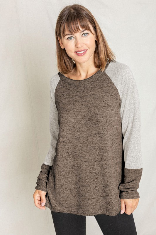 Solid Two Tone Raglan Tunic