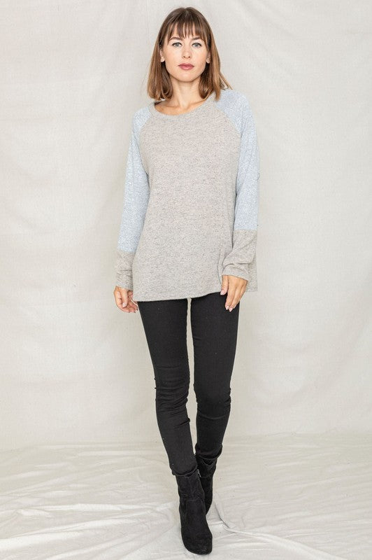 Solid Two Tone Raglan Tunic