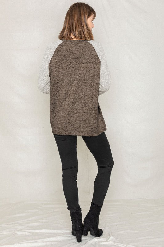 Solid Two Tone Raglan Tunic