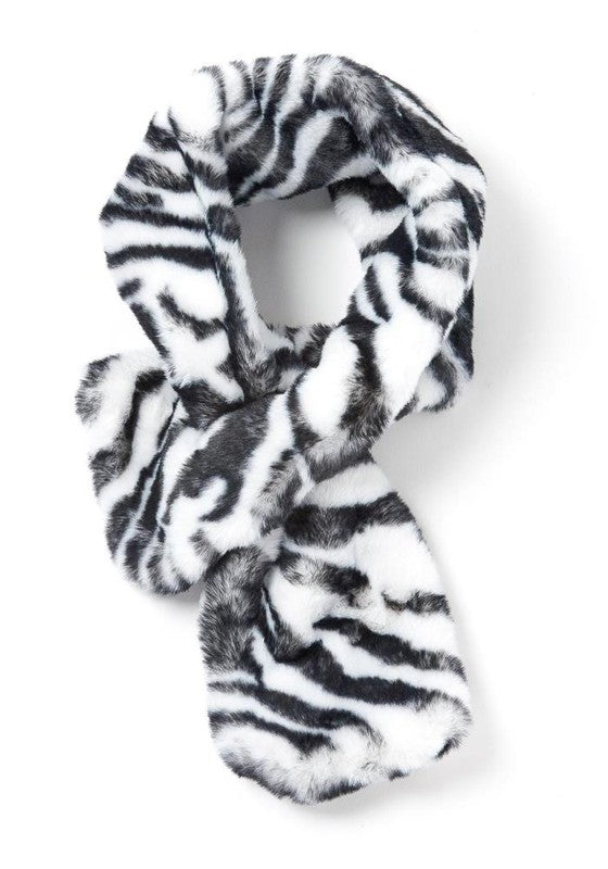 ZEBRA PRINT FAUX FUR SCARF