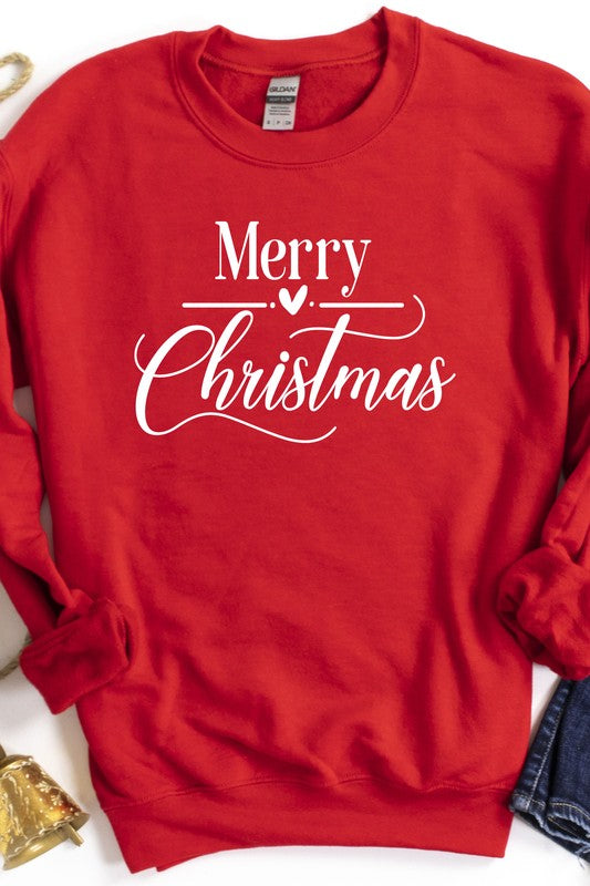 Merry Christmas Heart Middle Holiday Sweatshirt