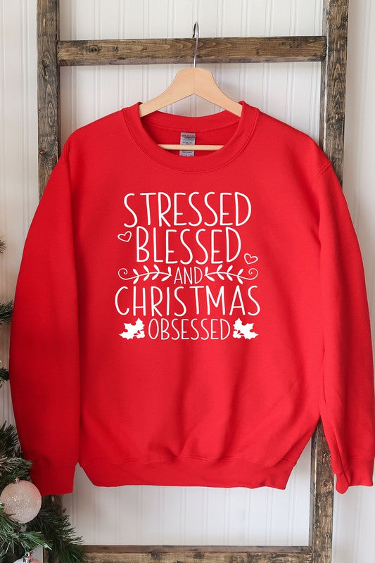 Stressed Blessed Christmas Obsessed Sweatshirt