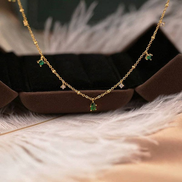 14K Gold Emerald Necklace