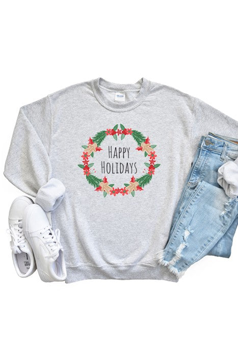 Happy Holidays Wreath Sweatshirt