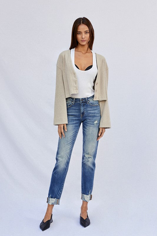 Raw Hem Boyfriend Jeans