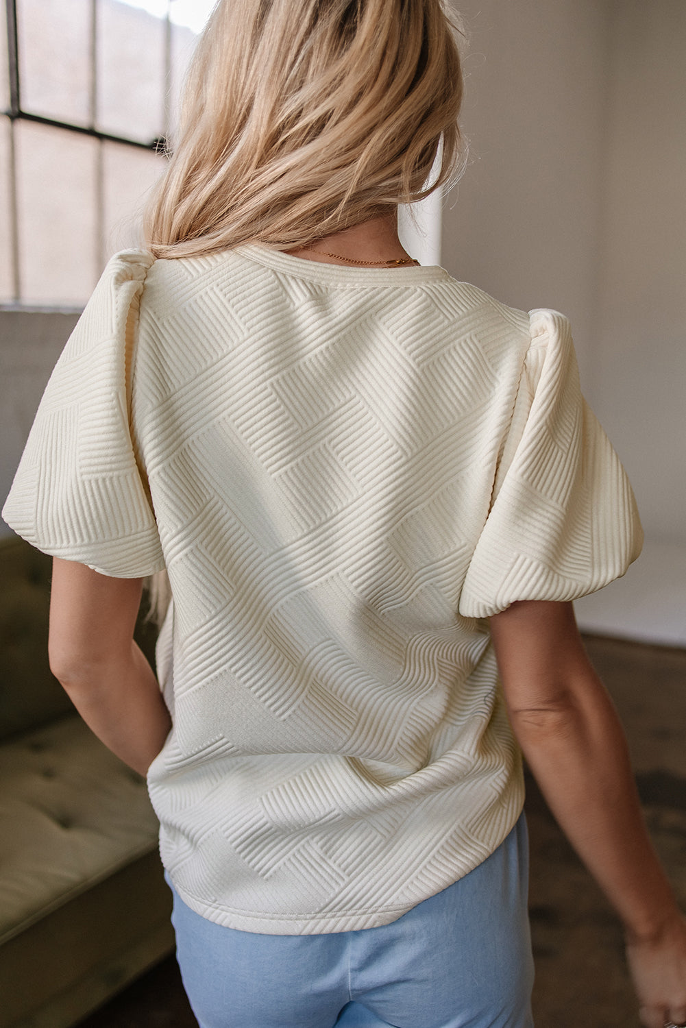 Aliya Textured Puff Sleeve Top