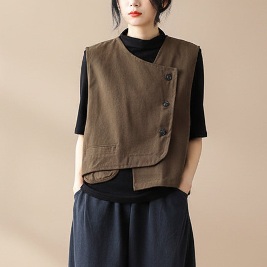 Women's Retro Straight-Cut Vest Jacket – Elegant Commuter Cardigan