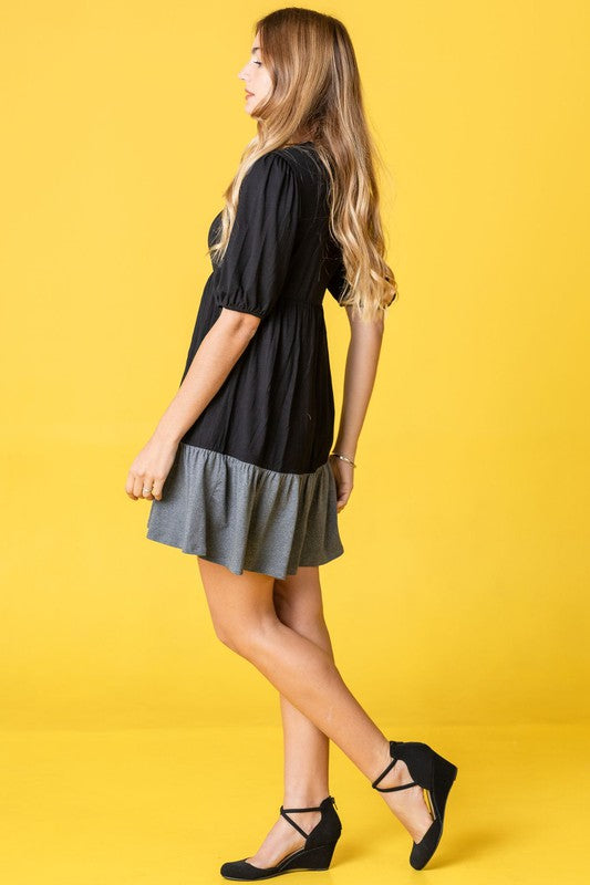 Two Tone Tiered Mini Dress