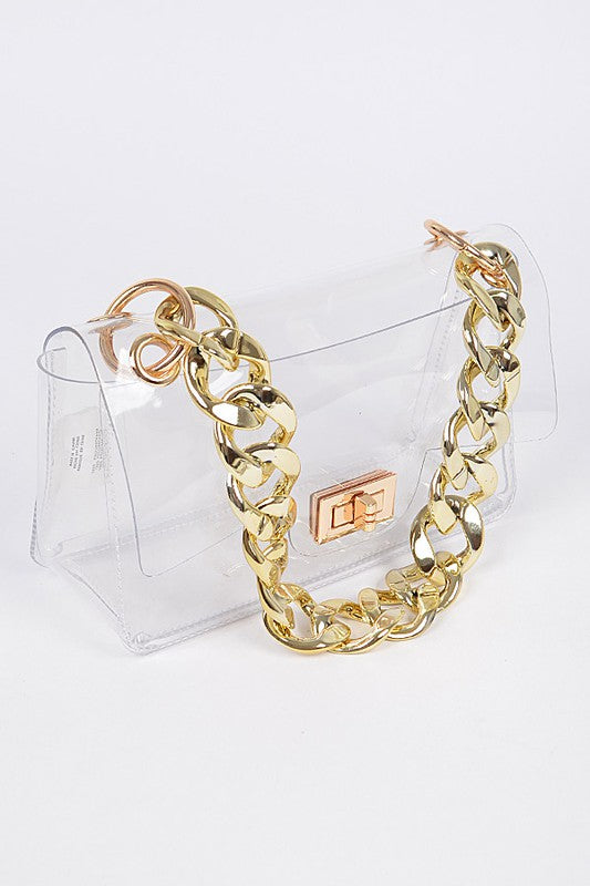 Chunky Chain Accent Clear Swing Stadium Bag