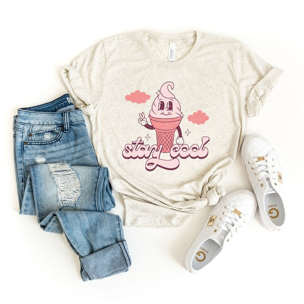 Stay Cool Ice Cream Cone Short Sleeve Graphic Tee