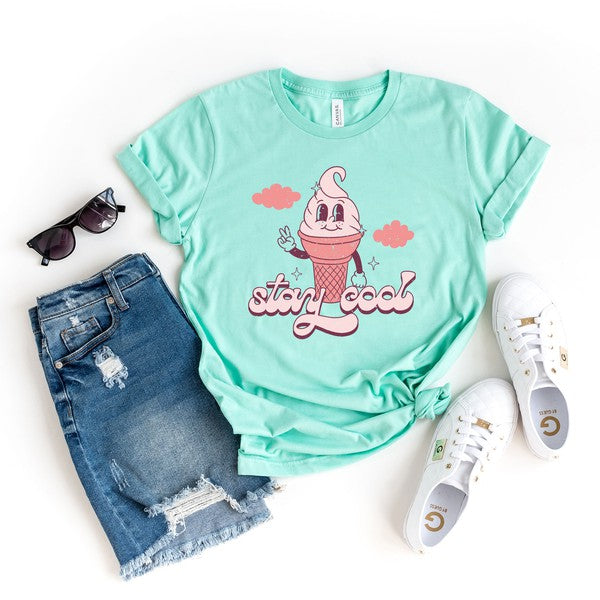 Stay Cool Ice Cream Cone Short Sleeve Graphic Tee