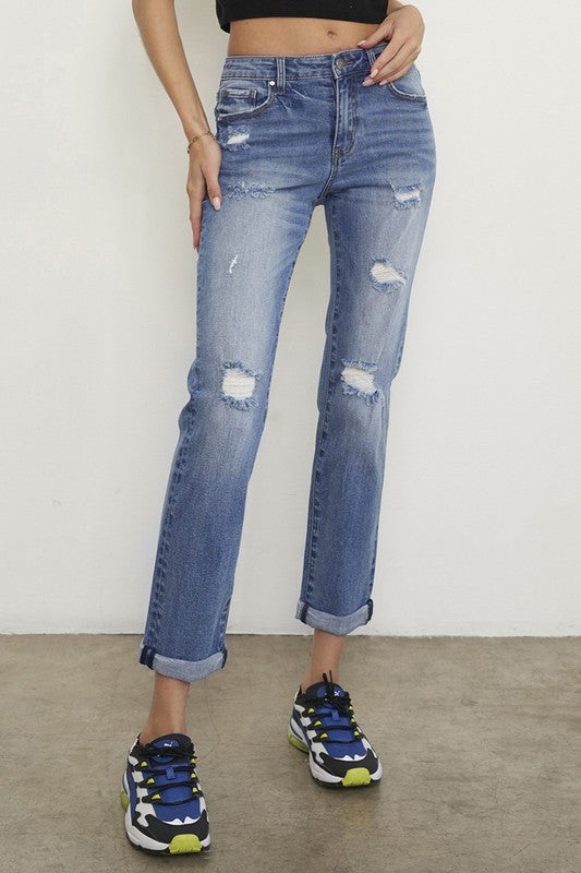 Mid Rise Slim Boyfriend Jeans