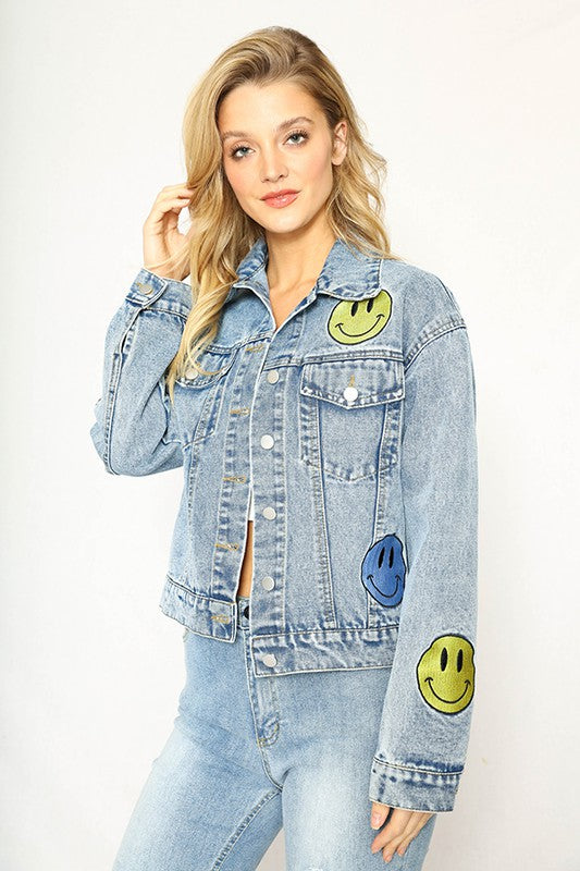 Smiley Denim Jacket | Modern Boutique Fashion