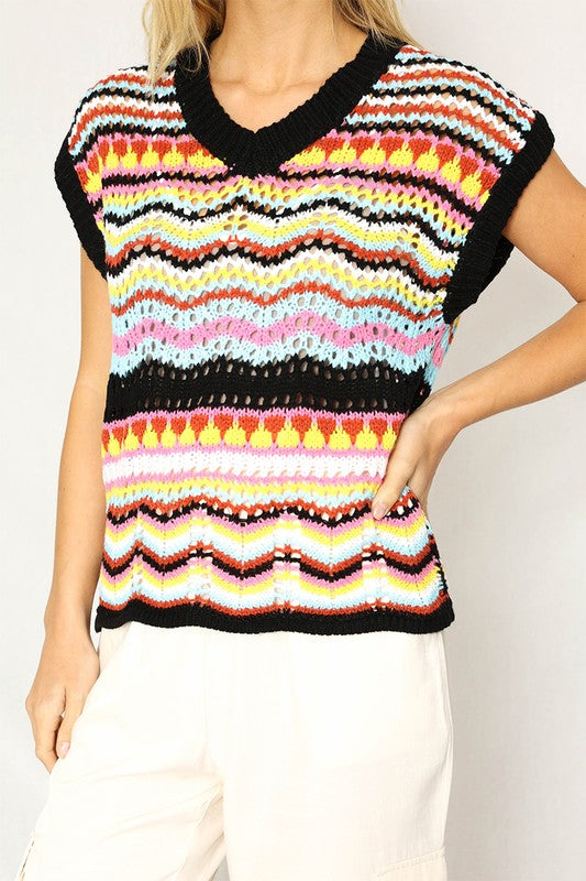 Multicolored Crochet Knit Vest | Modern Boutique Fashion