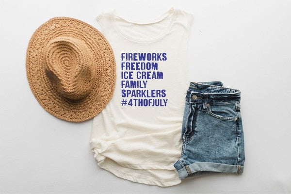 Fireworks Freedom Ice Cream Muscle Tank