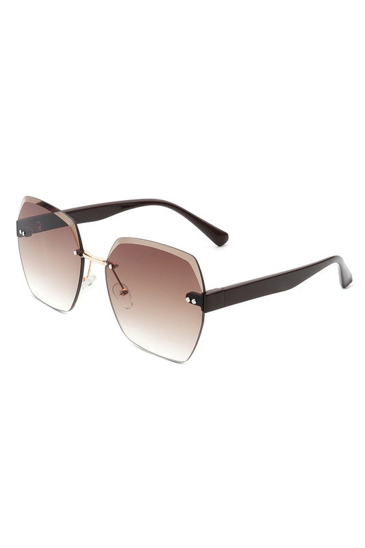 Oversize Square Geometric Rimless Sunglasses