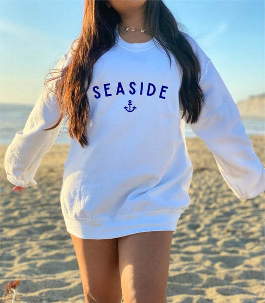 Seaside with Anchor CrewNeck Sweatshirt