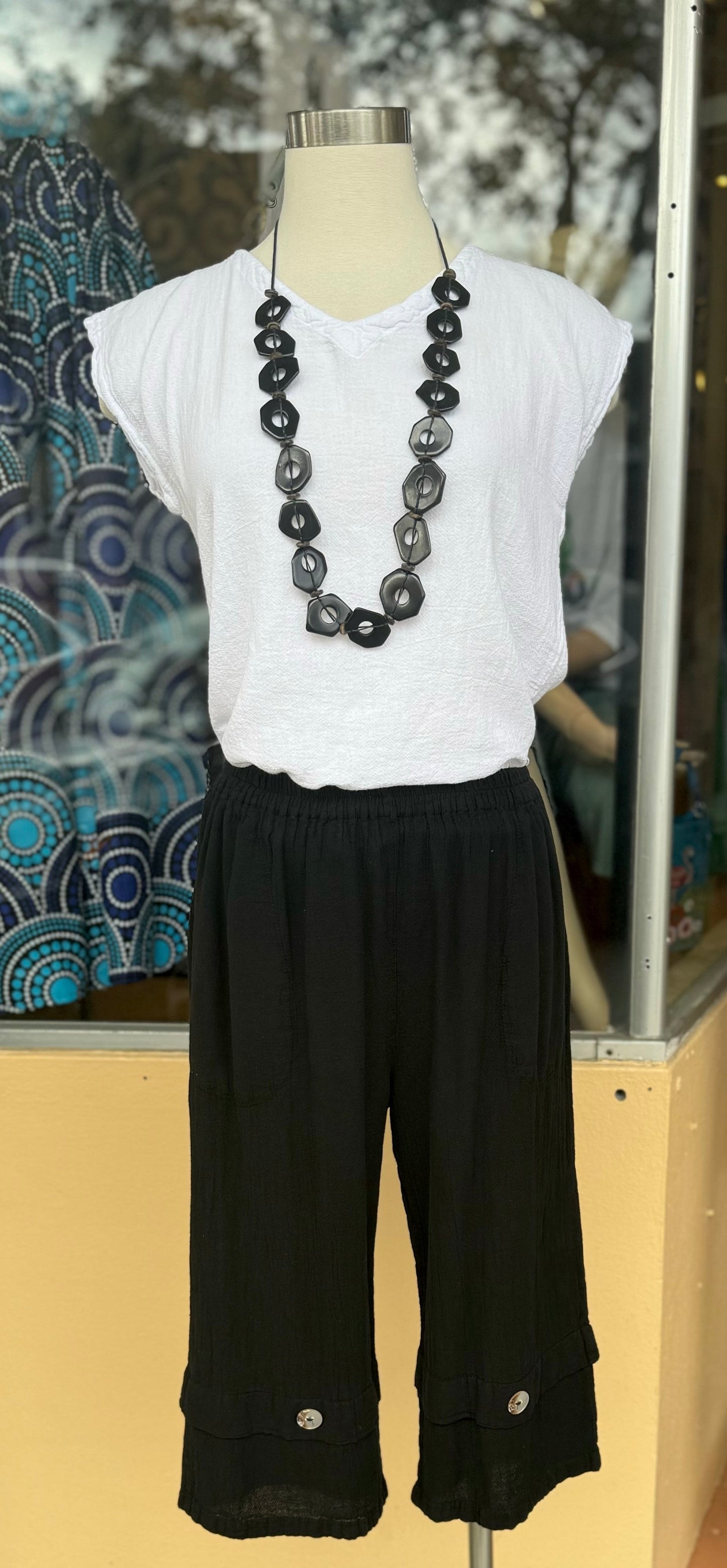 Gail Capri Pant with Pockets! 100% Cotton Gauze