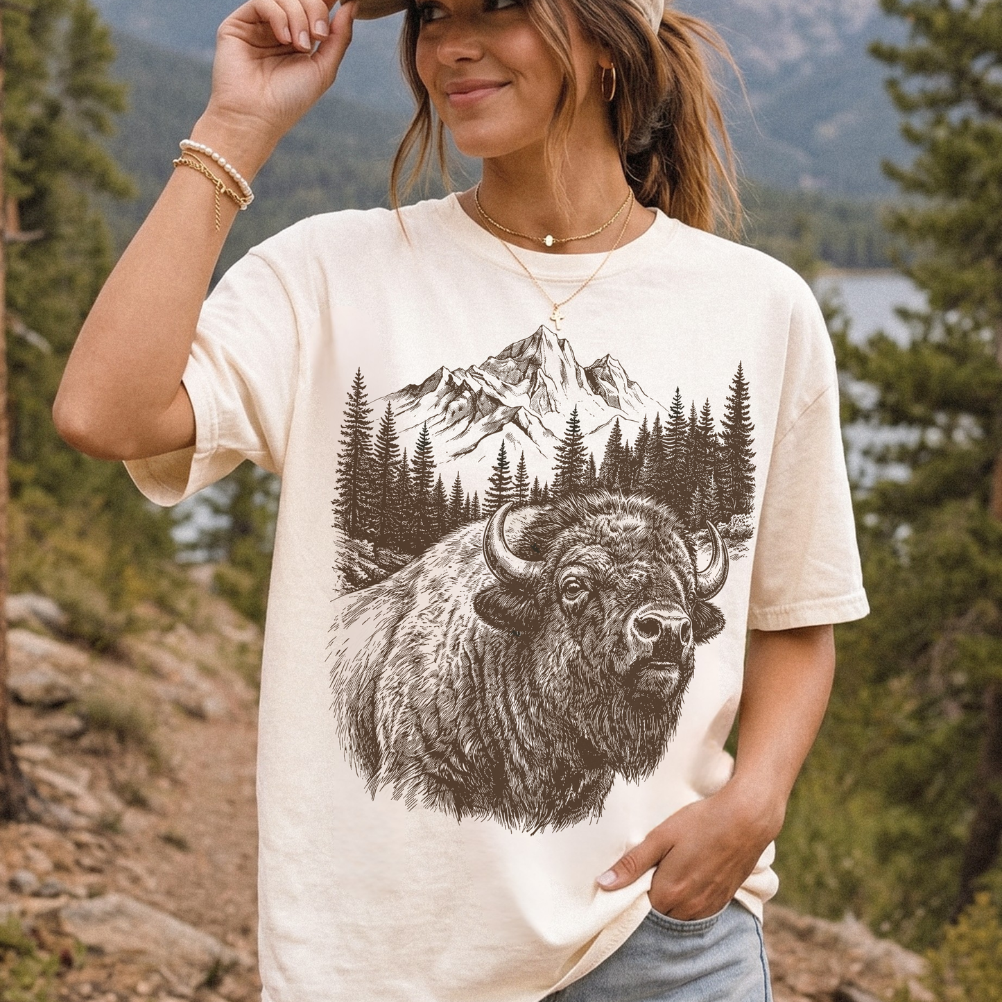 Vintage Bison Mountain Graphic Tee