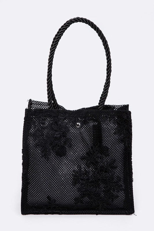 Lace Novelty Structured Mini Tote