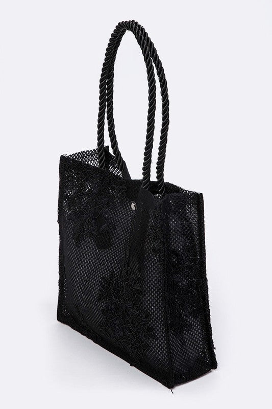 Lace Novelty Structured Mini Tote