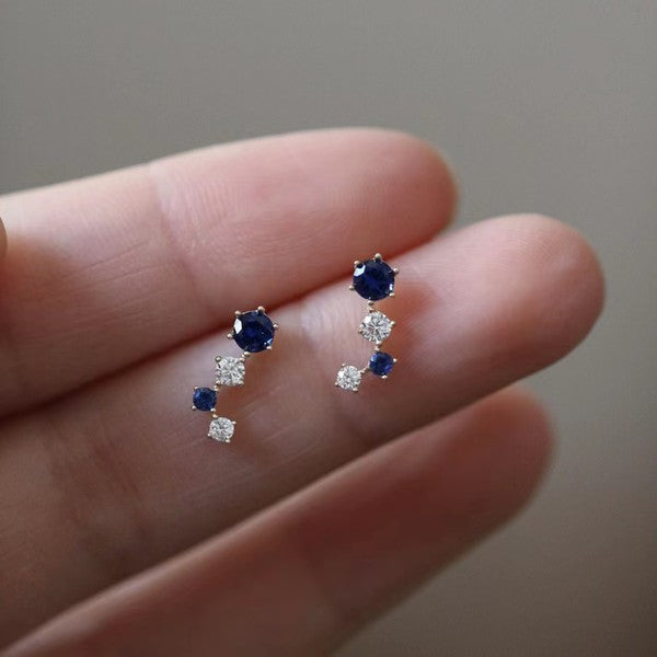 14K Gold Simple Sapphire Earring