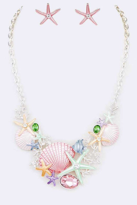 Sea Life Enamel Statement Necklace Set