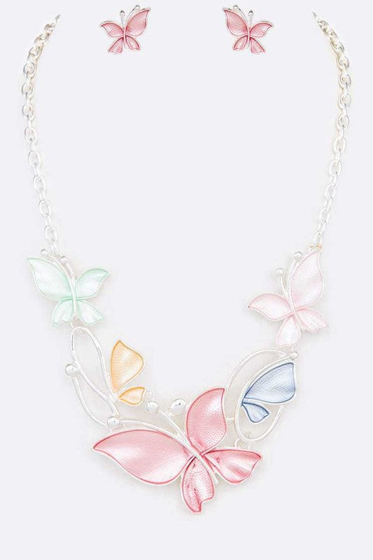 Butterfly Enamel Statement Necklace Set