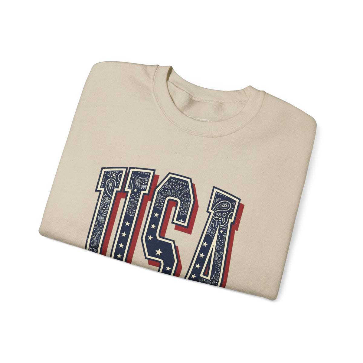 USA Varsity Embroidered Crewneck Sweatshirt | Vintage Patriotic Pullover