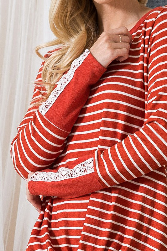 Front Twist Stripe Knit Top