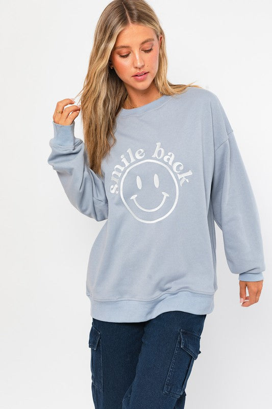 Letter Embroidery Oversized Sweatshirt