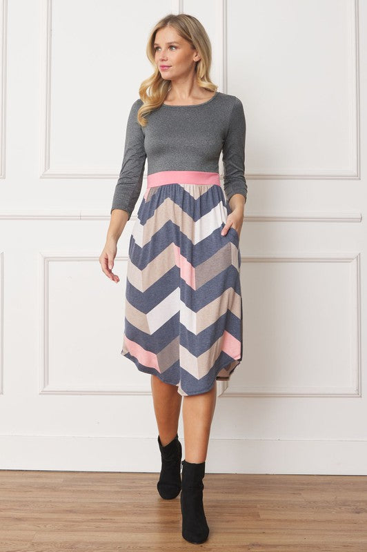 Curved Hem Band Midi Dress