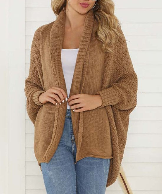 Khaki Contrast Knit Cardigan