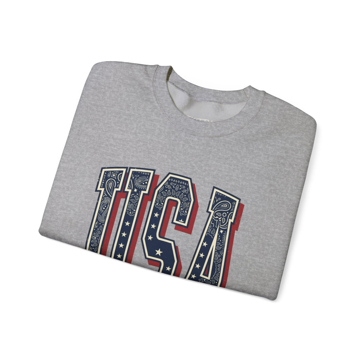 USA Varsity Embroidered Crewneck Sweatshirt | Vintage Patriotic Pullover