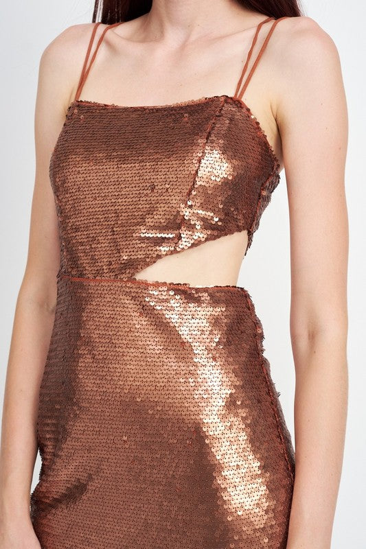 SEQUIN MINI DRESS WITH CUT OUT