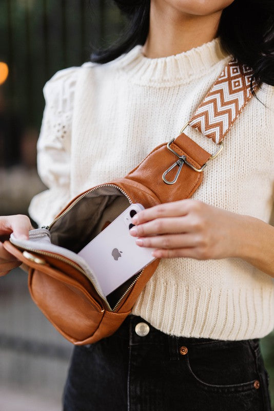 SUTTON SLING CROSSBODY WITH WOVEN STRAP