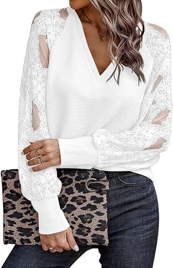 LACE SLEEVE V NECK TOP | MODERN EMPORIUM – trending fashion from Modern Emporium