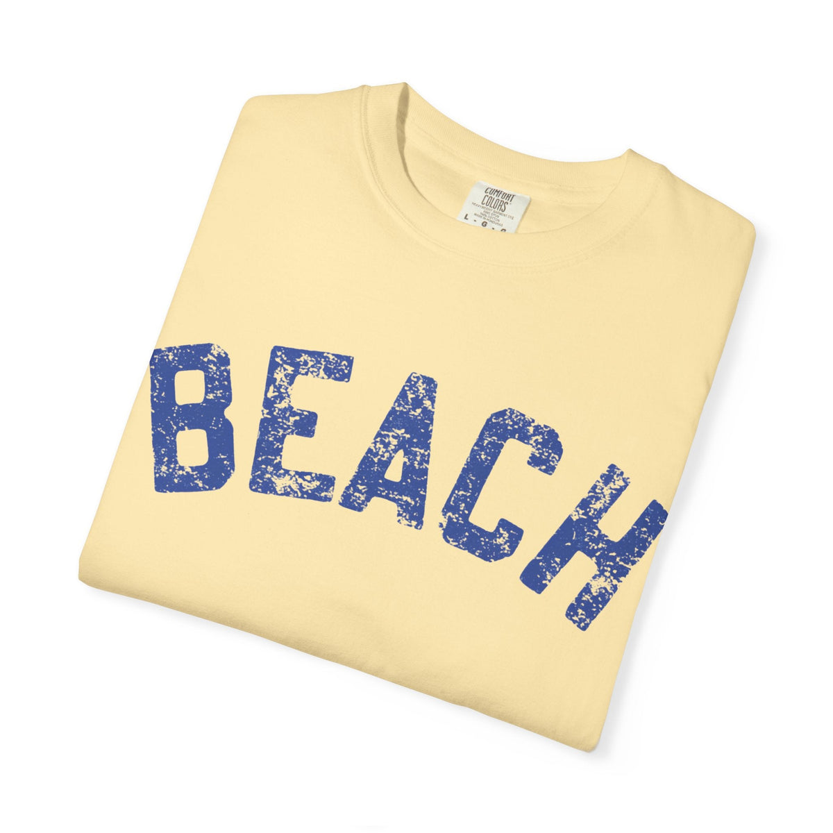 Beach Graphic T-Shirt – Vintage Blue "BEACH" Print