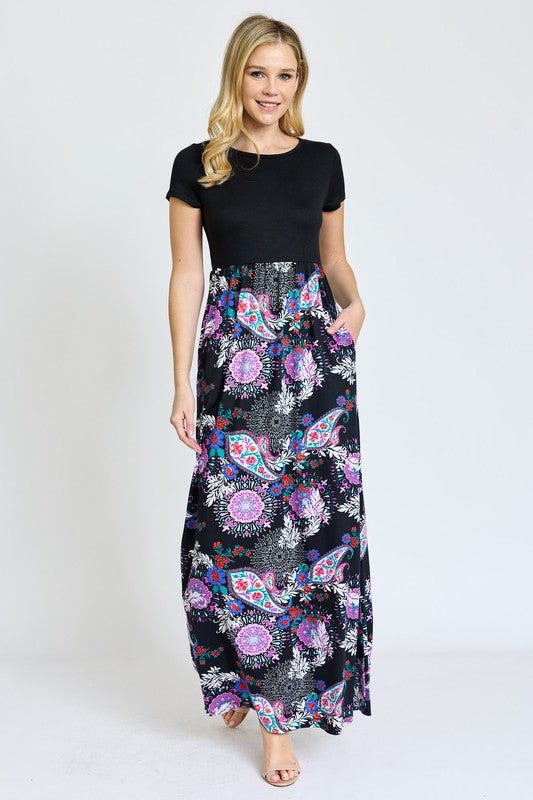 Short Sleeve Floral Maxi Dress