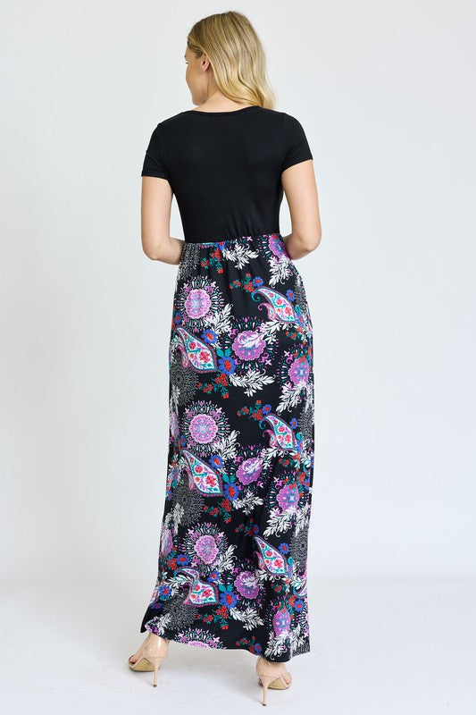 Short Sleeve Floral Maxi Dress