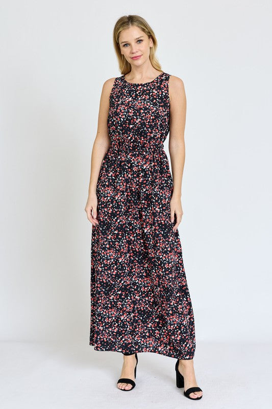 Polka Dot Blouson Maxi Dress