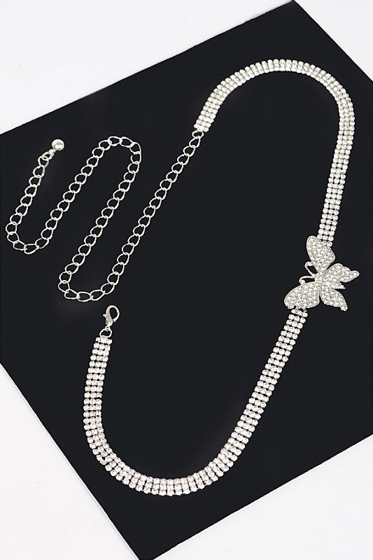Rhinestone Butterfly Chain Belt | Modern Boutique Fashion
