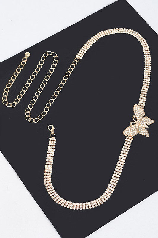 Rhinestone Butterfly Chain Belt | Modern Boutique Fashion