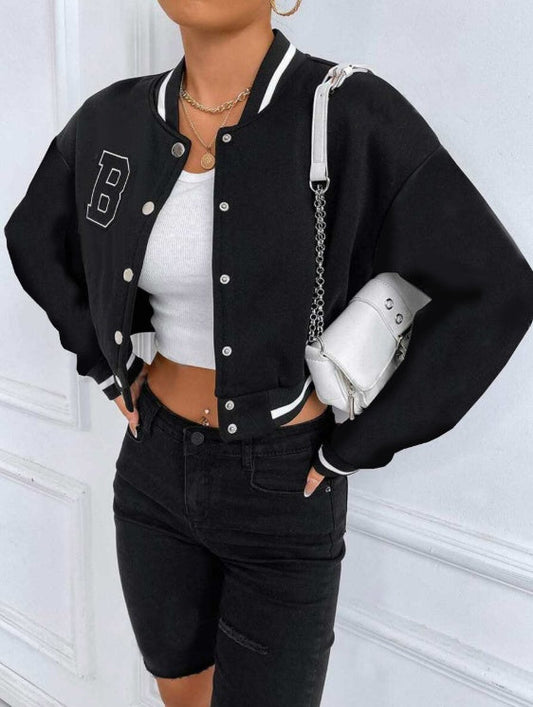 Women's Printed Baseball Collar Jacket β Casual Streetwear