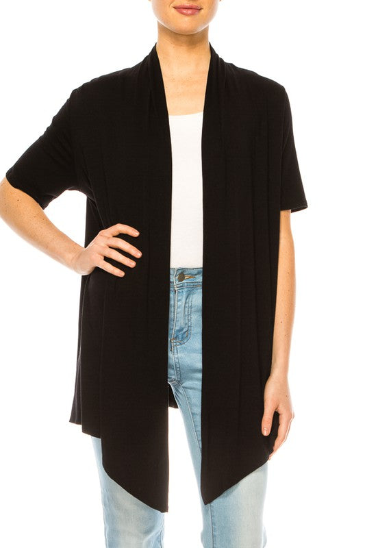 Solid, relax fit cardigan with an open front