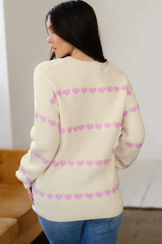 Navy Valentine Ribbed Knit Sweater