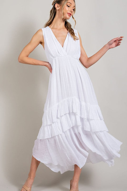 V-Neck Ruffle Maxi Dress