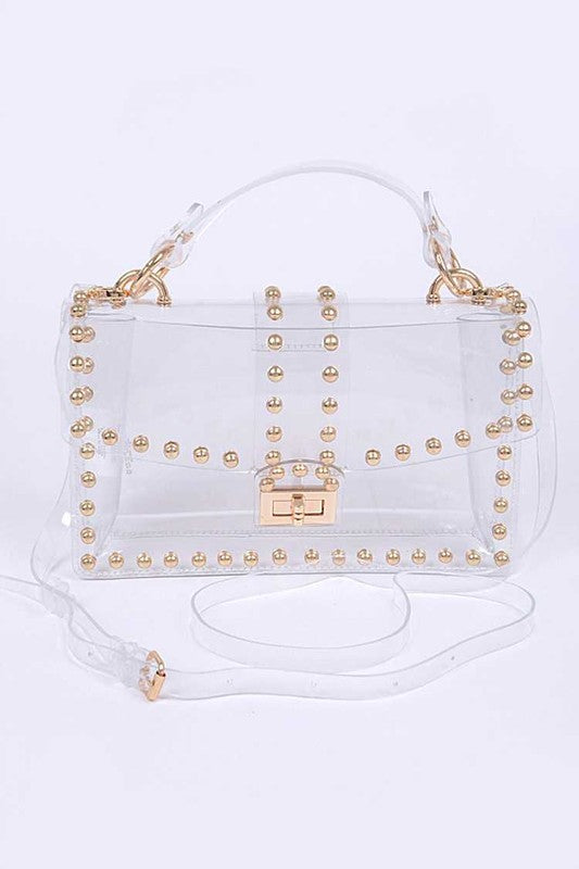Studded Clear Top Handle Crossbody Bag | Modern Emporium
