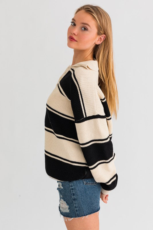 Collared Oversized Sweater Top