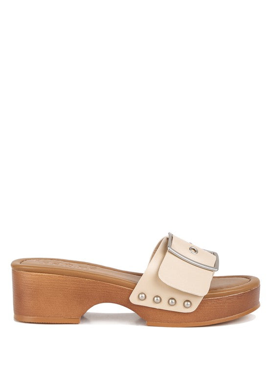 Mindy Buckle Strap Leather Slip Ons